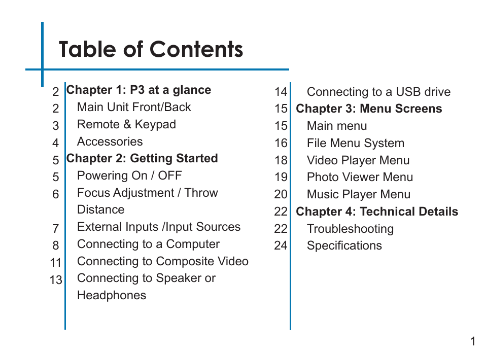AAXA Technologies P3 User Manual | Page 3 / 28