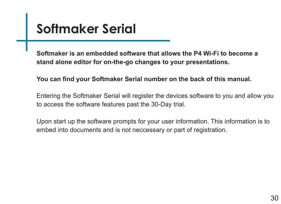 Softmaker serial | AAXA Technologies P4 Wi-Fi User Manual | Page 33 / 40