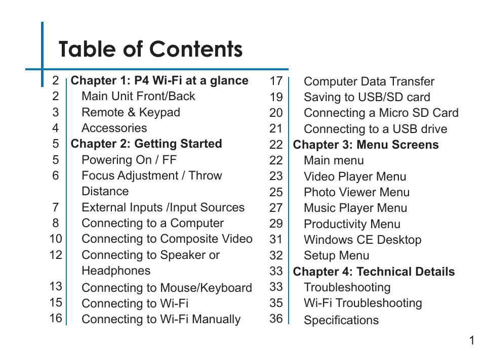 AAXA Technologies P4 Wi-Fi User Manual | Page 4 / 40