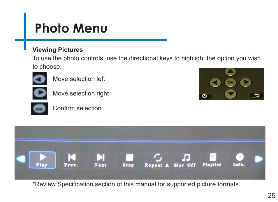 Photo menu | AAXA Technologies P4X User Manual | Page 27 / 36