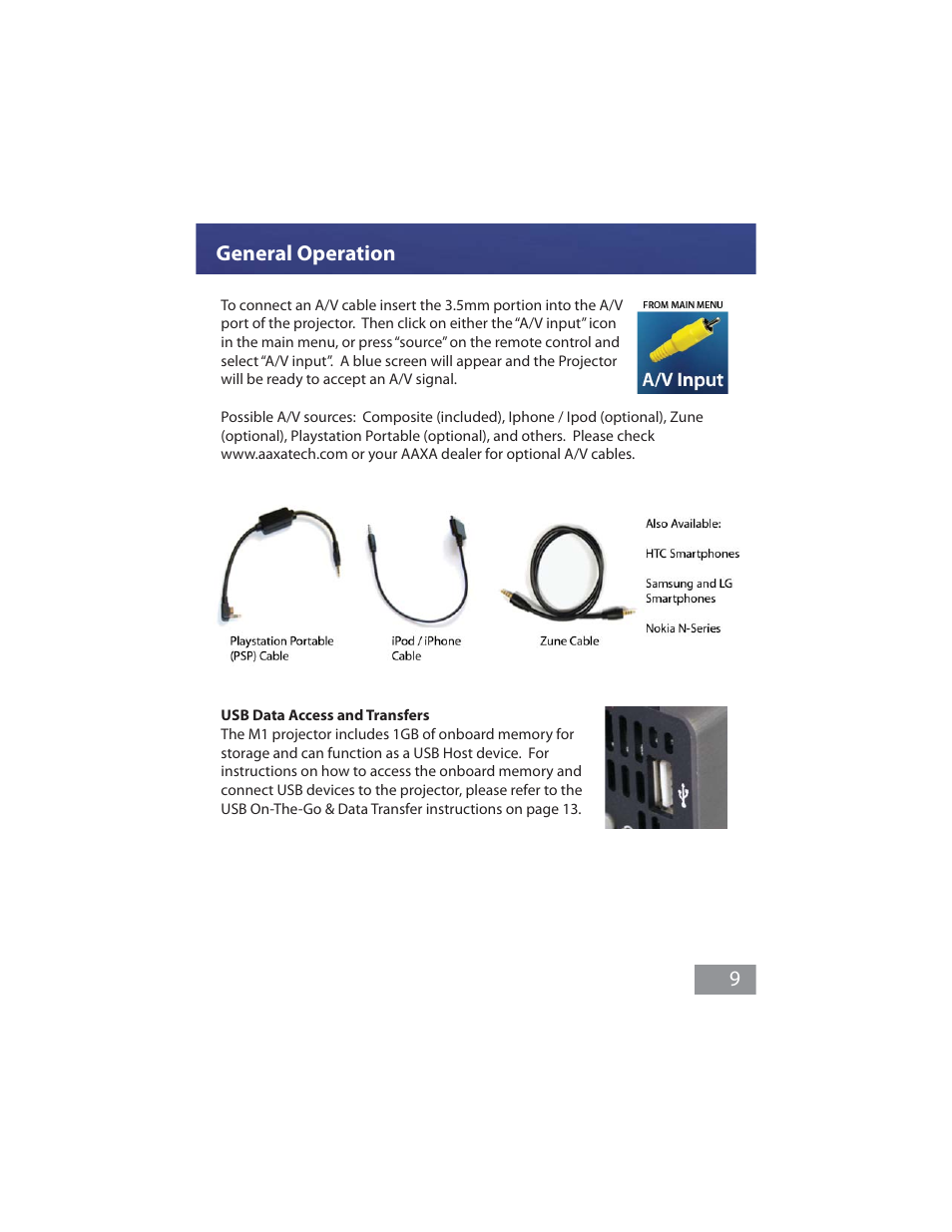 General operation 9 | AAXA Technologies M1 Ultimate User Manual | Page 10 / 18