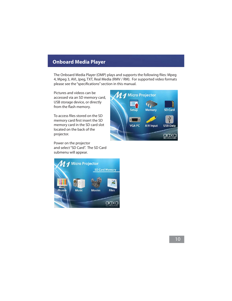 Onboard media player 10 | AAXA Technologies M1 Ultimate User Manual | Page 11 / 18