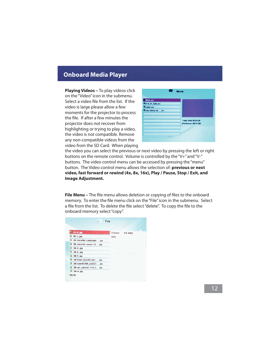 Onboard media player 12 | AAXA Technologies M1 Ultimate User Manual | Page 13 / 18