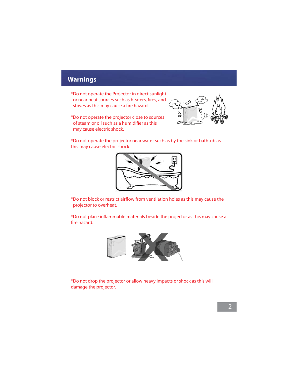 Warnings 2 | AAXA Technologies M1 Ultimate User Manual | Page 3 / 18