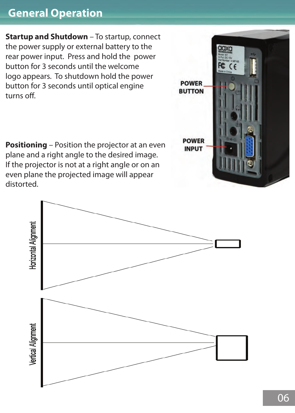 General_operation, General operation | AAXA Technologies M1 Limited User Manual | Page 7 / 17