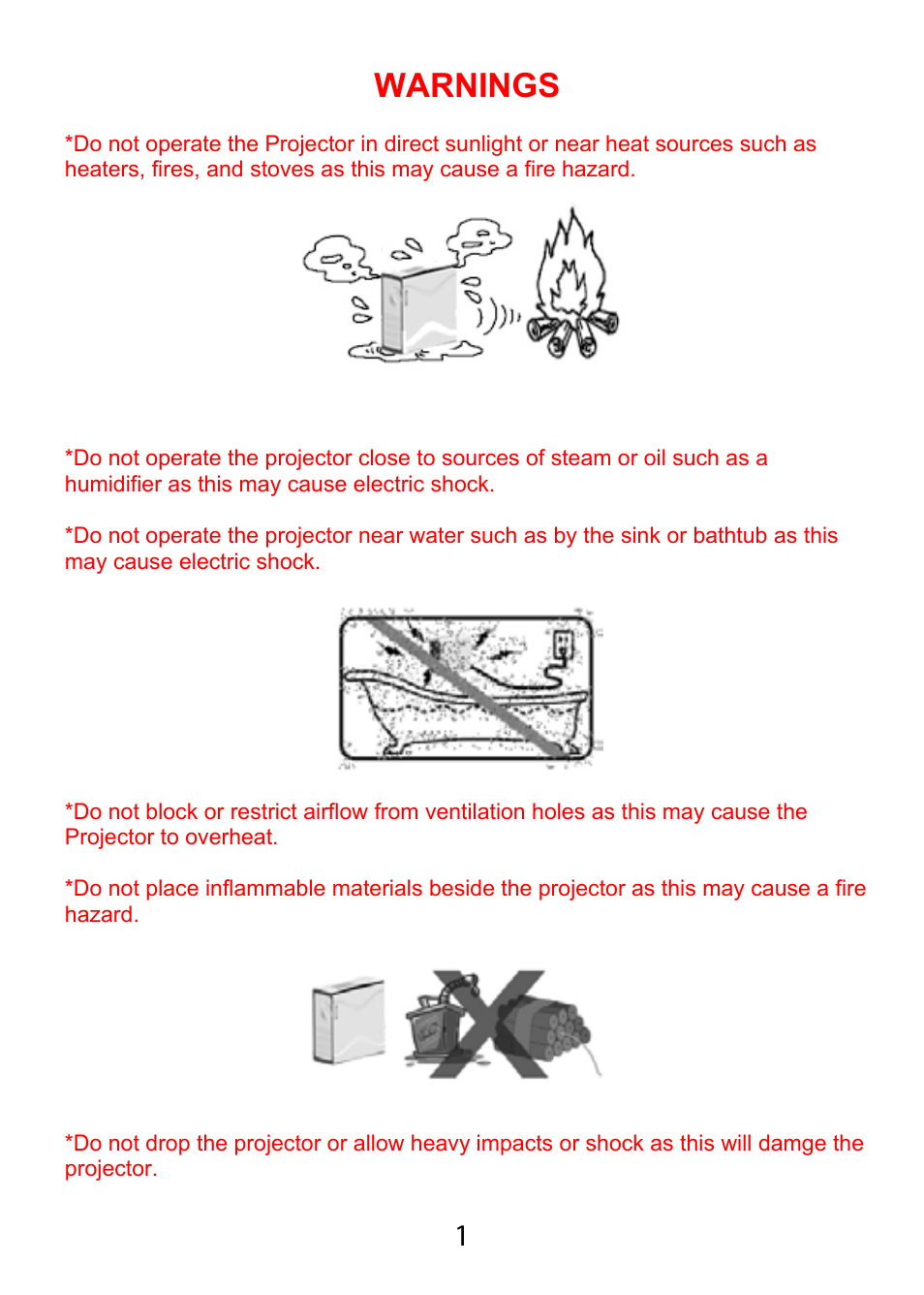 Warnings | AAXA Technologies M1 Plus User Manual | Page 2 / 17