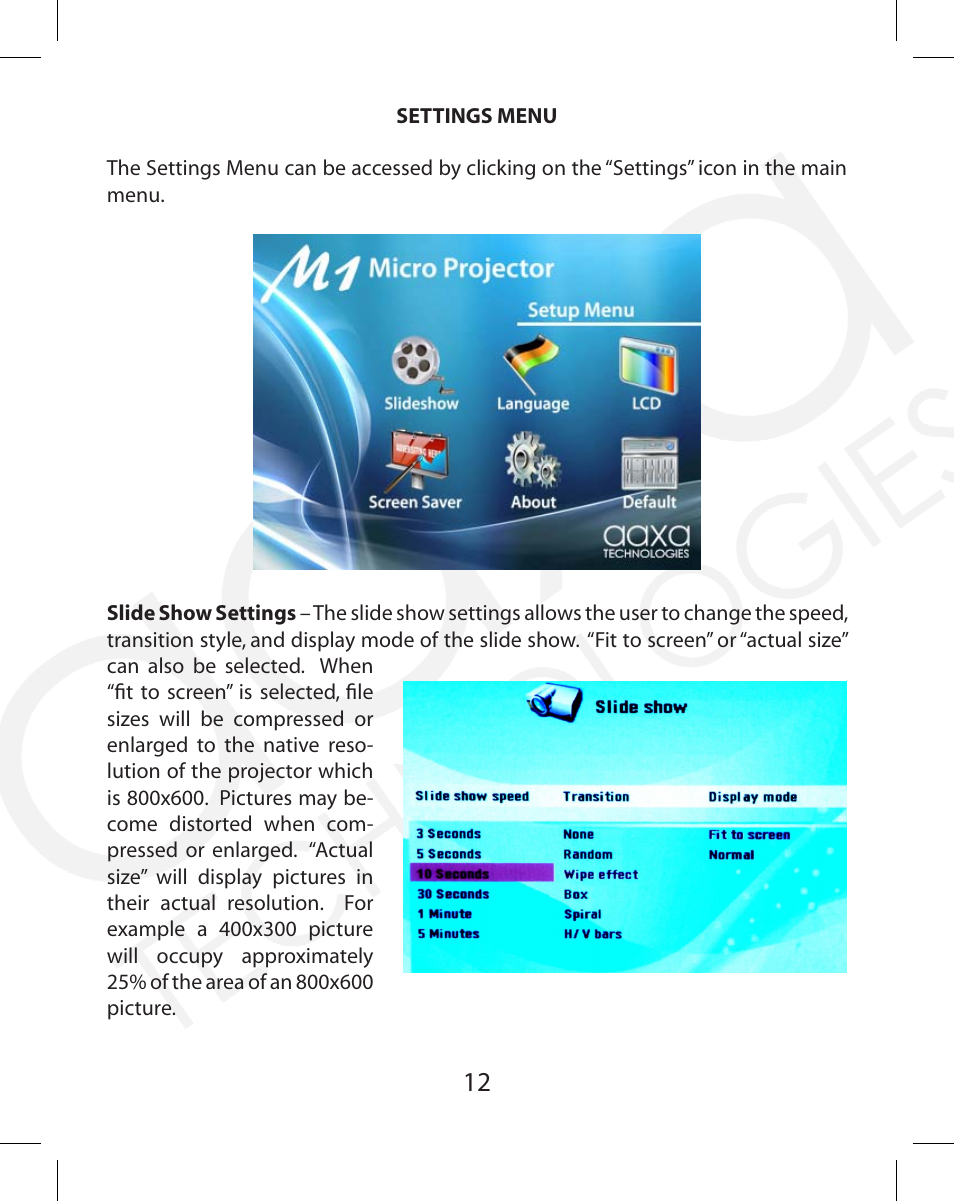AAXA Technologies M1 Standard User Manual | Page 12 / 16