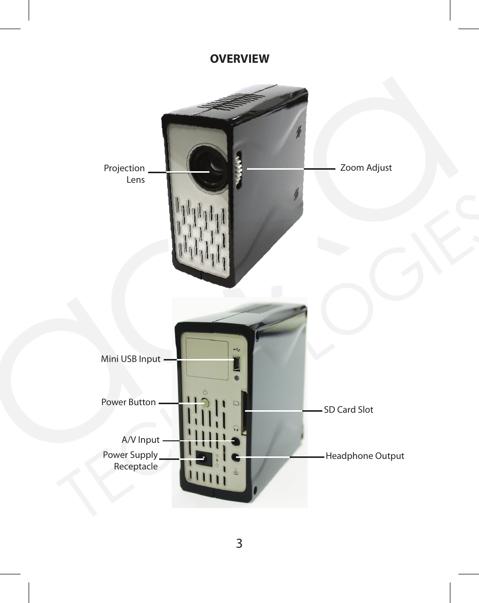 Overview | AAXA Technologies M1 Standard User Manual | Page 3 / 16