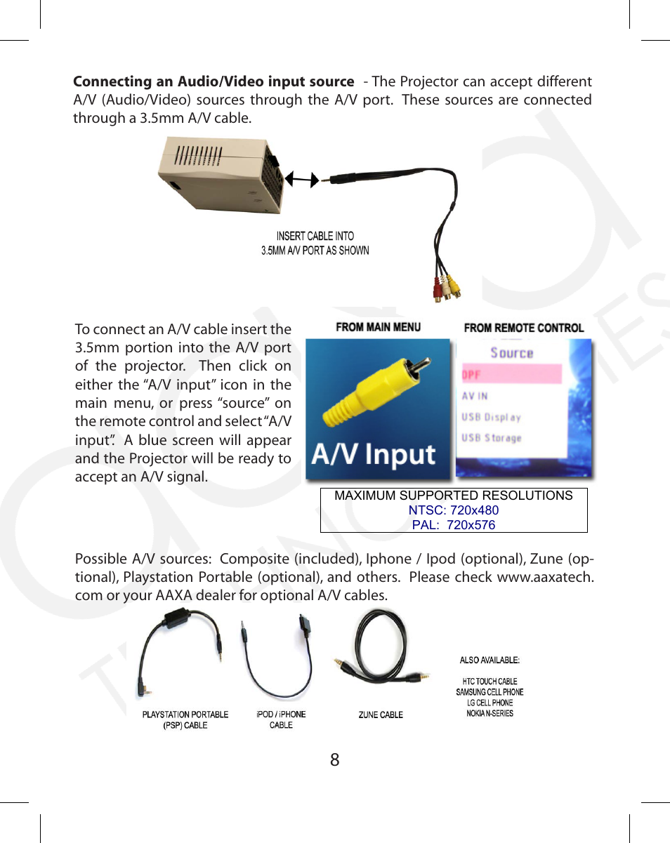 AAXA Technologies M1 Standard User Manual | Page 8 / 16