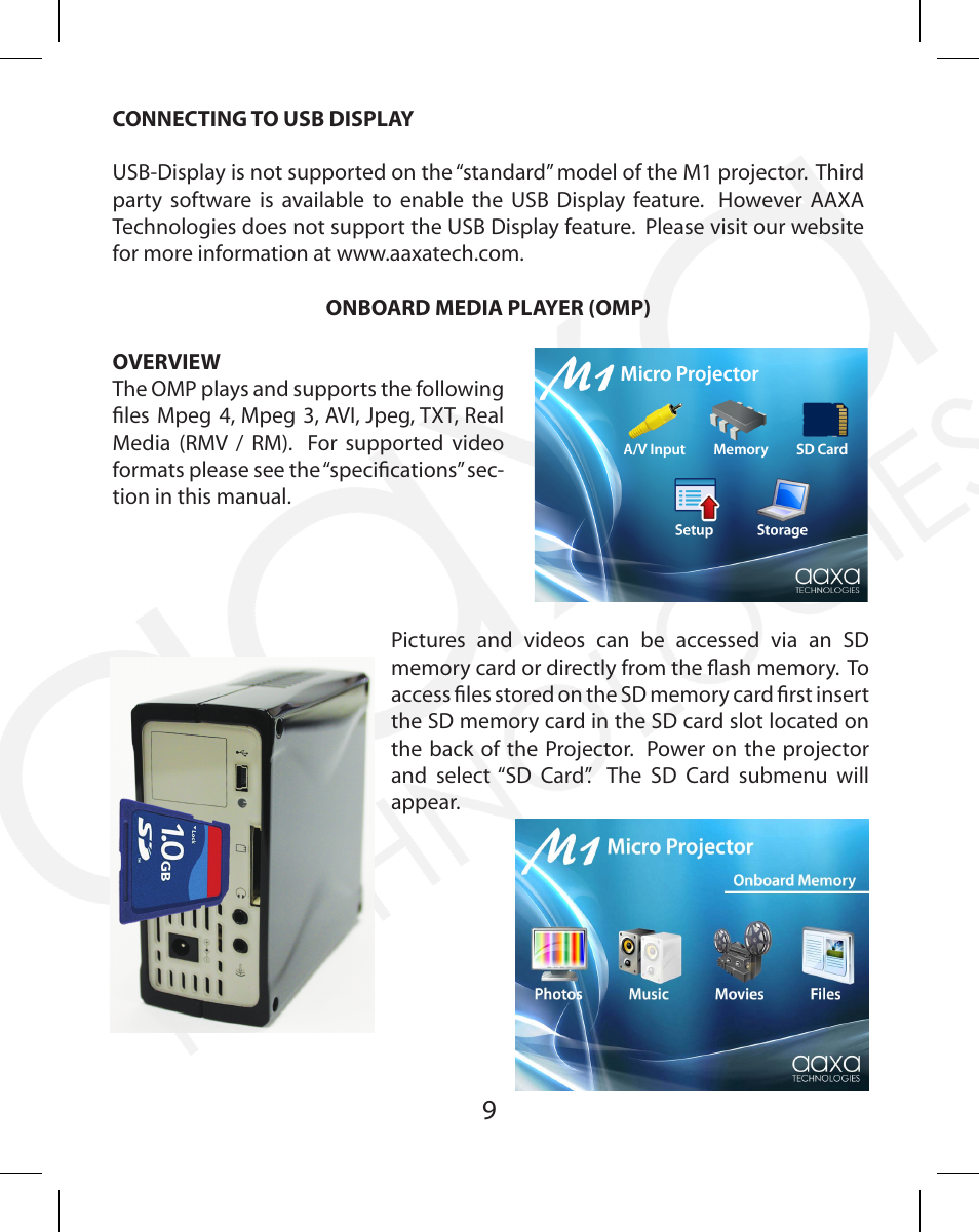 AAXA Technologies M1 Standard User Manual | Page 9 / 16