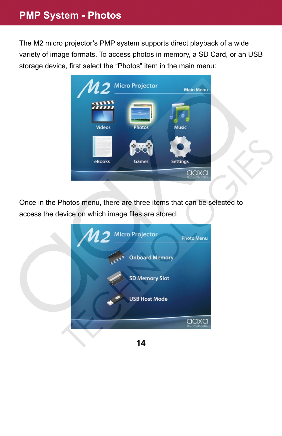 Pmp system - photos | AAXA Technologies M2 User Manual | Page 14 / 28