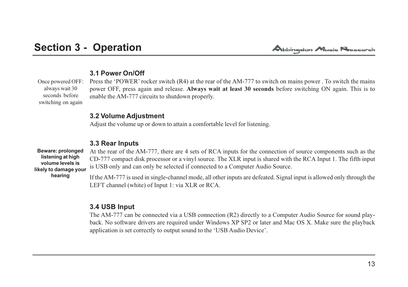 Abbingdon Music Research AM-777 Premier Class User Manual | Page 13 / 23