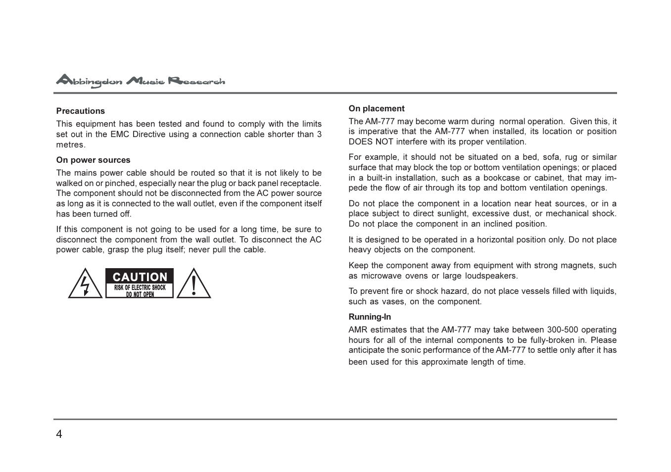 Abbingdon Music Research AM-777 Premier Class User Manual | Page 4 / 23