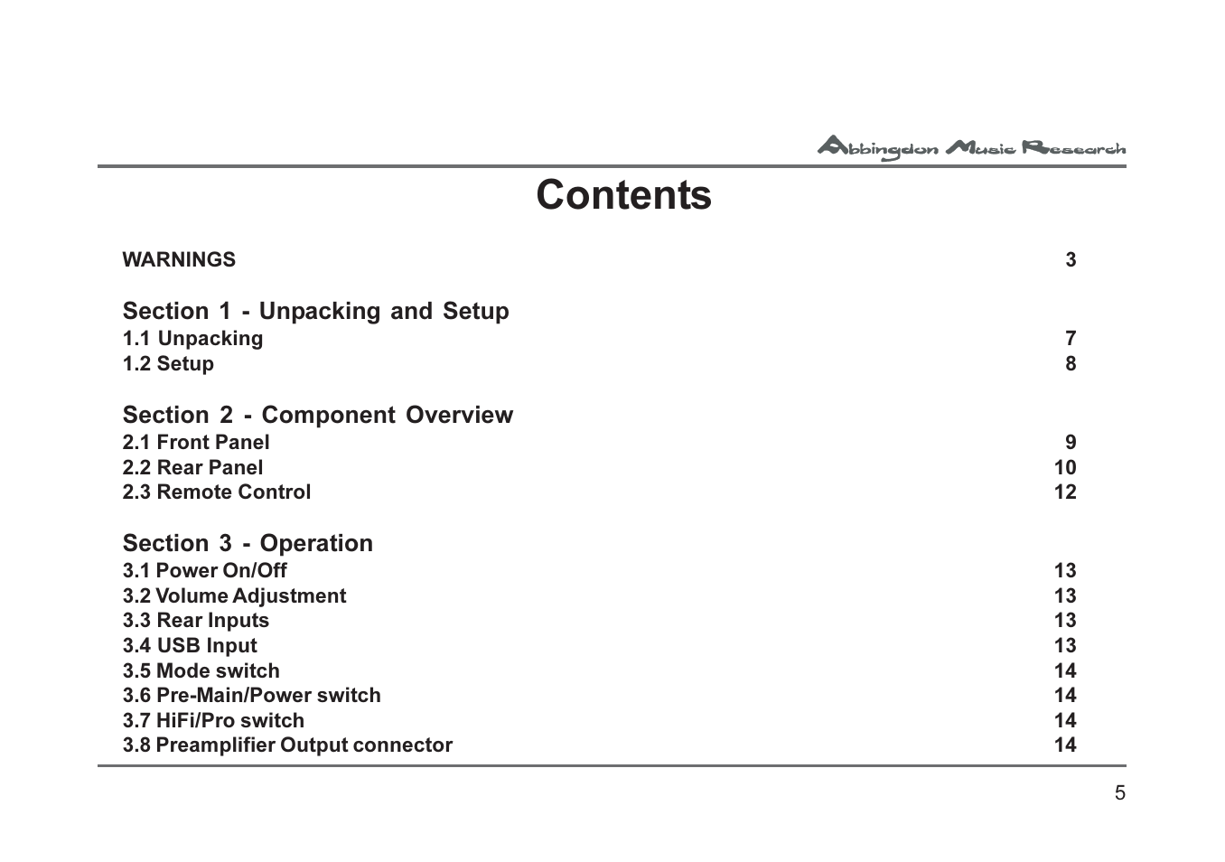 Abbingdon Music Research AM-777 Premier Class User Manual | Page 5 / 23