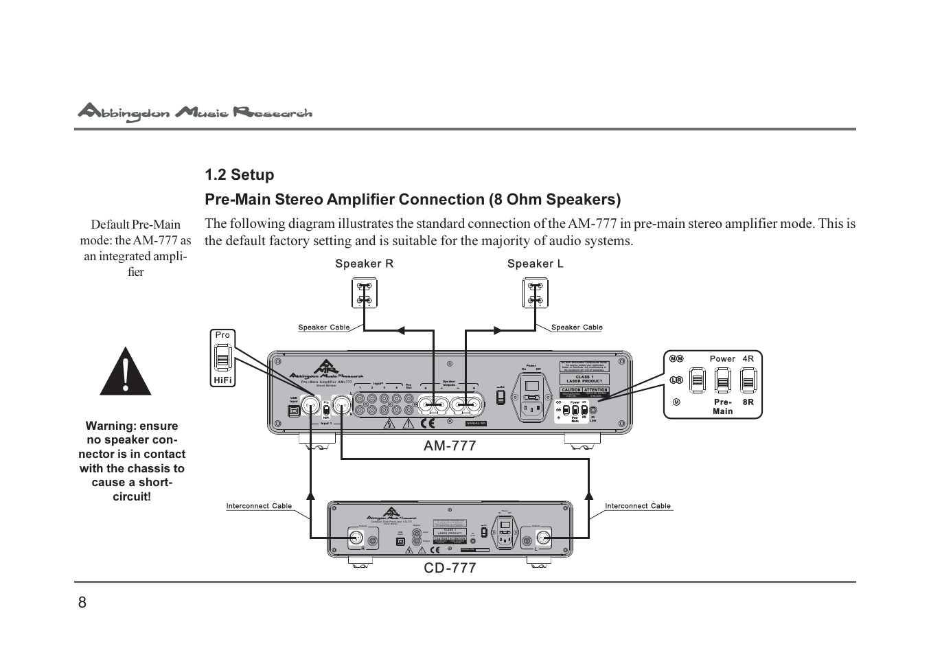 Outputs, Great britain, Digital input output | Usb input ir link power on off, Hf lf hf lf, Speaker r, Speaker l | Abbingdon Music Research AM-777 Premier Class User Manual | Page 8 / 23