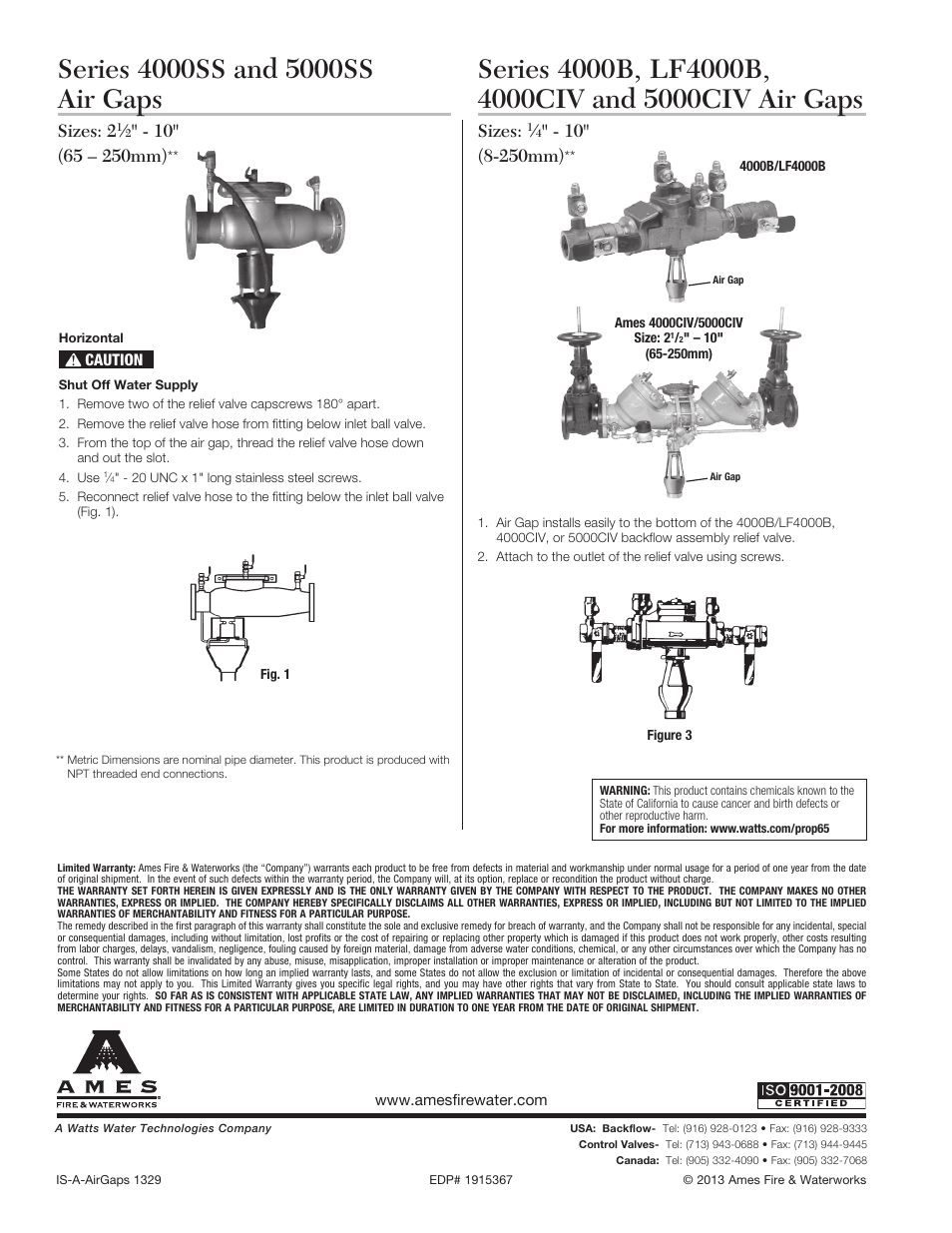 Sizes, Sizes: 2 | Ames Fire & Waterworks Air Gaps For Reduced Pressure Zone Assemblies User Manual | Page 2 / 2
