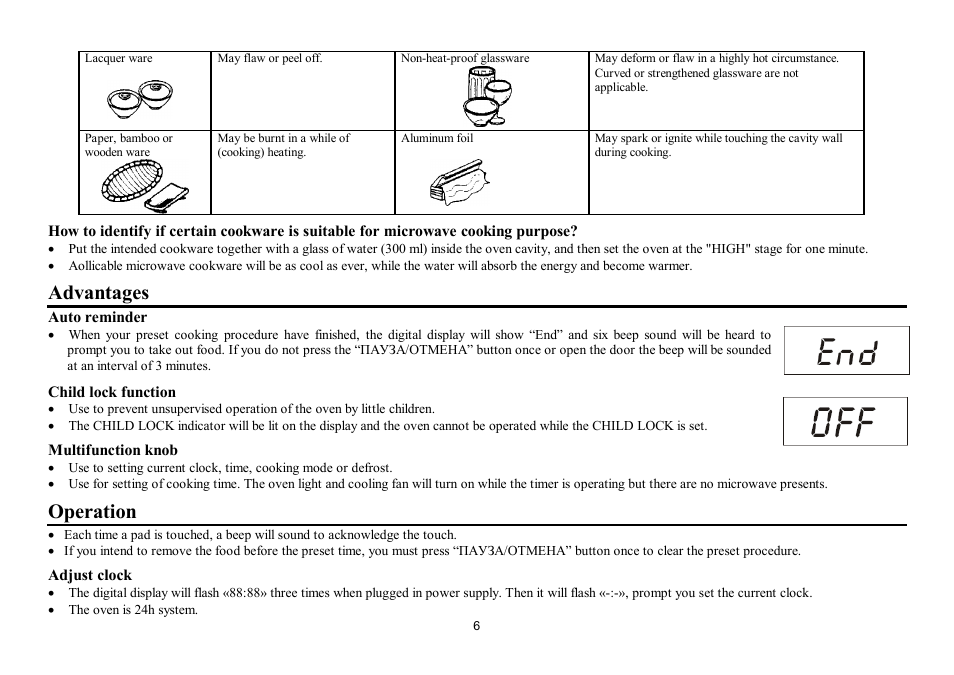 Advantages, Operation | Hyundai H-MW1221 User Manual | Page 6 / 22