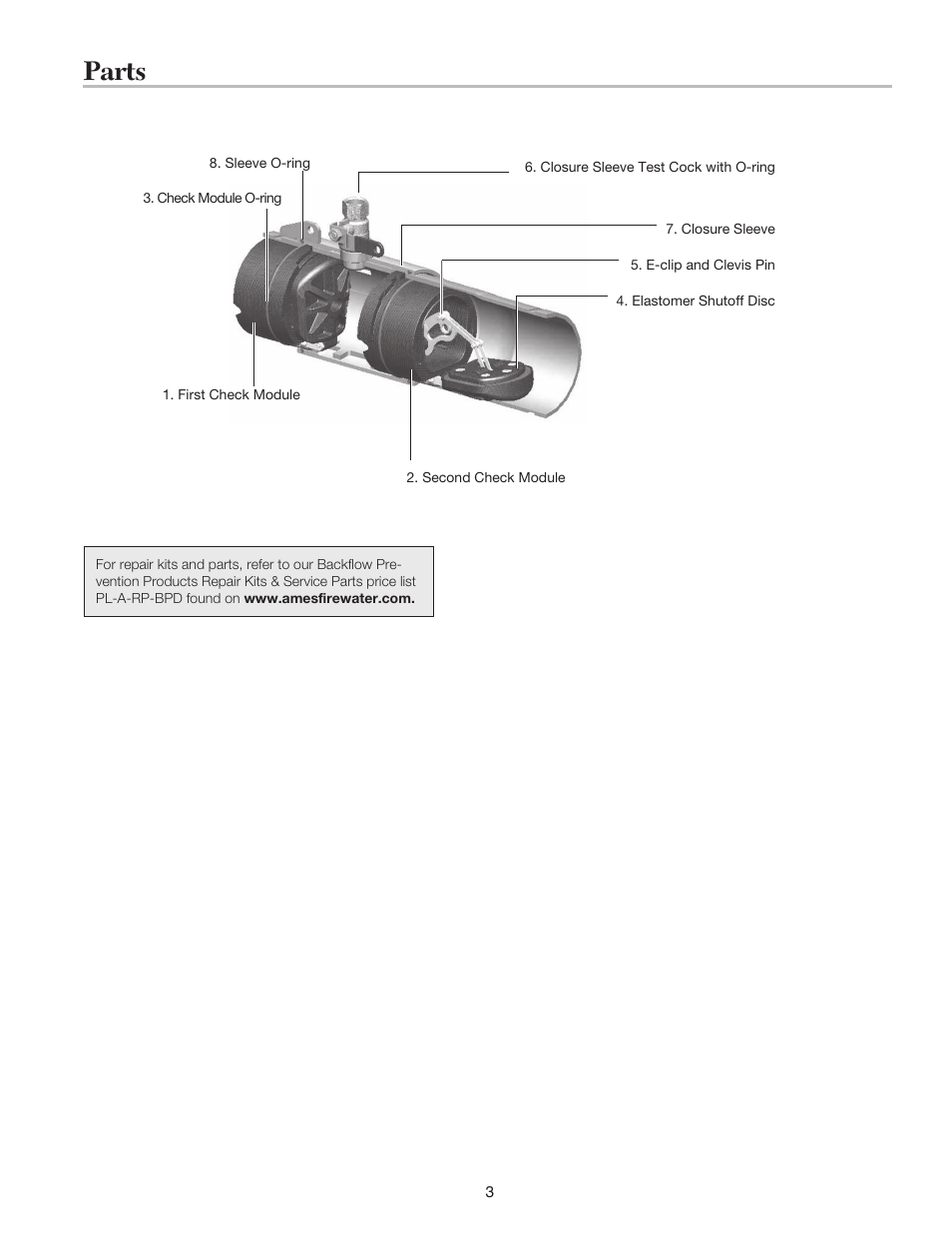 Parts | Ames Fire & Waterworks M300Na Stainless Steel Double Check Detector Assemblies with Bi-Link Check Valves for High Flow Fire Systems User Manual | Page 3 / 4