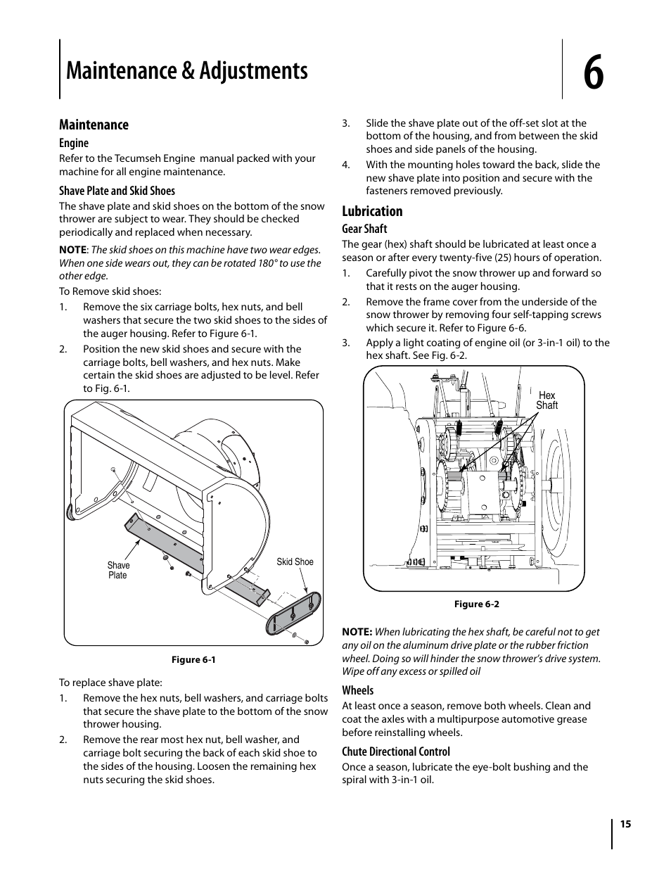 Maintenance & adjustments | Cub Cadet 930 SWE User Manual | Page 15 / 24