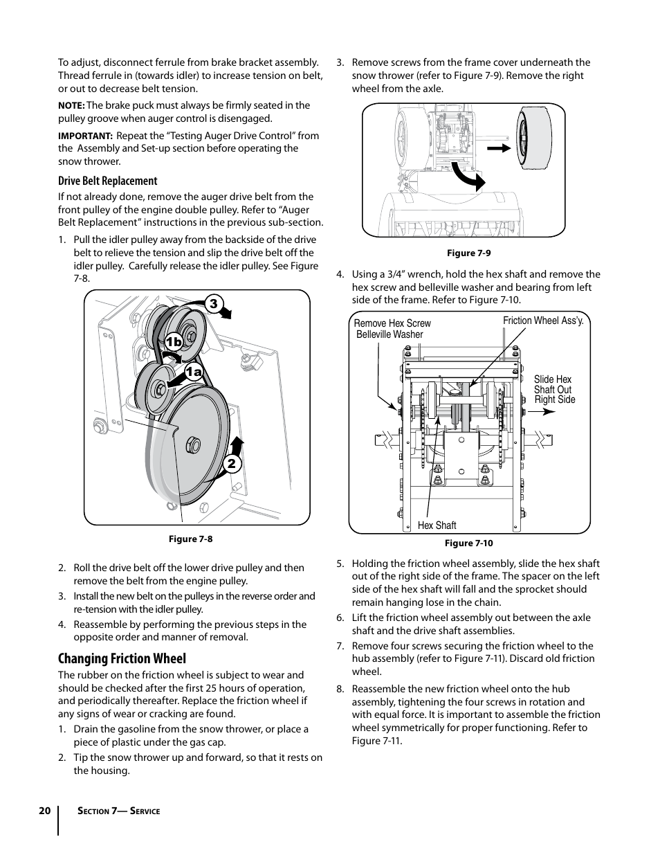 Changing friction wheel | Cub Cadet 930 SWE User Manual | Page 20 / 24