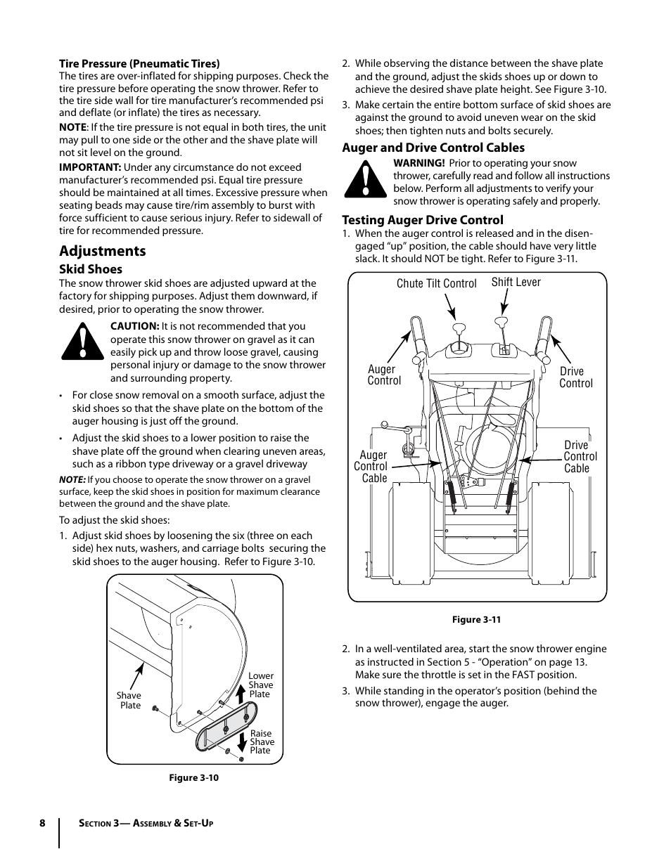 Adjustments | Cub Cadet 930 SWE User Manual | Page 8 / 24