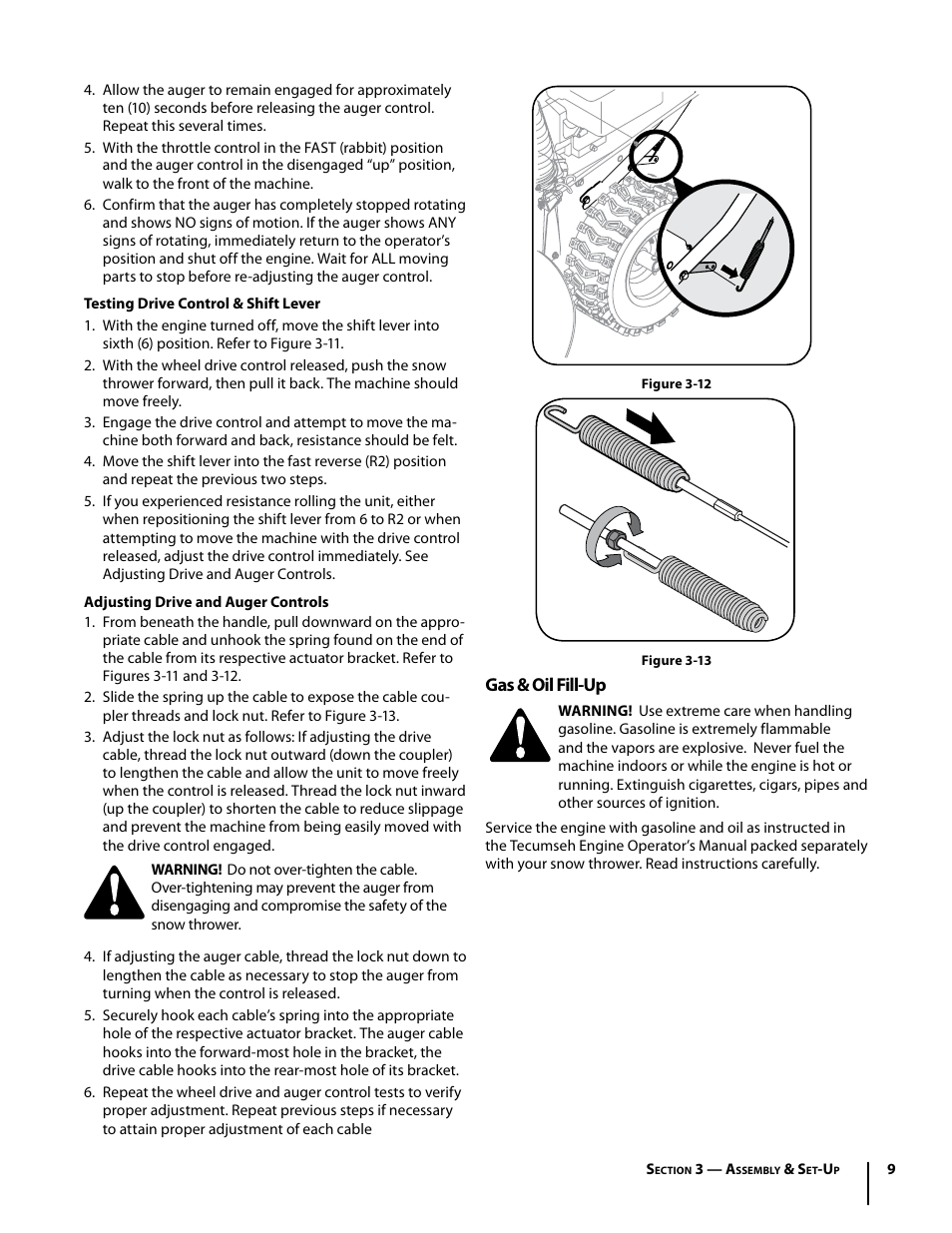 Gas & oil fill-up | Cub Cadet 930 SWE User Manual | Page 9 / 24