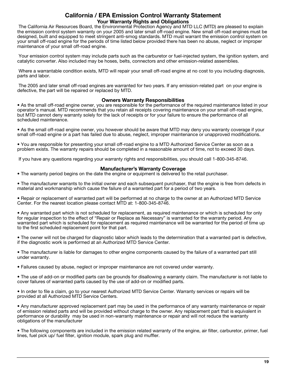 MTD 2-Cycle Garden Cultivator User Manual | Page 19 / 64
