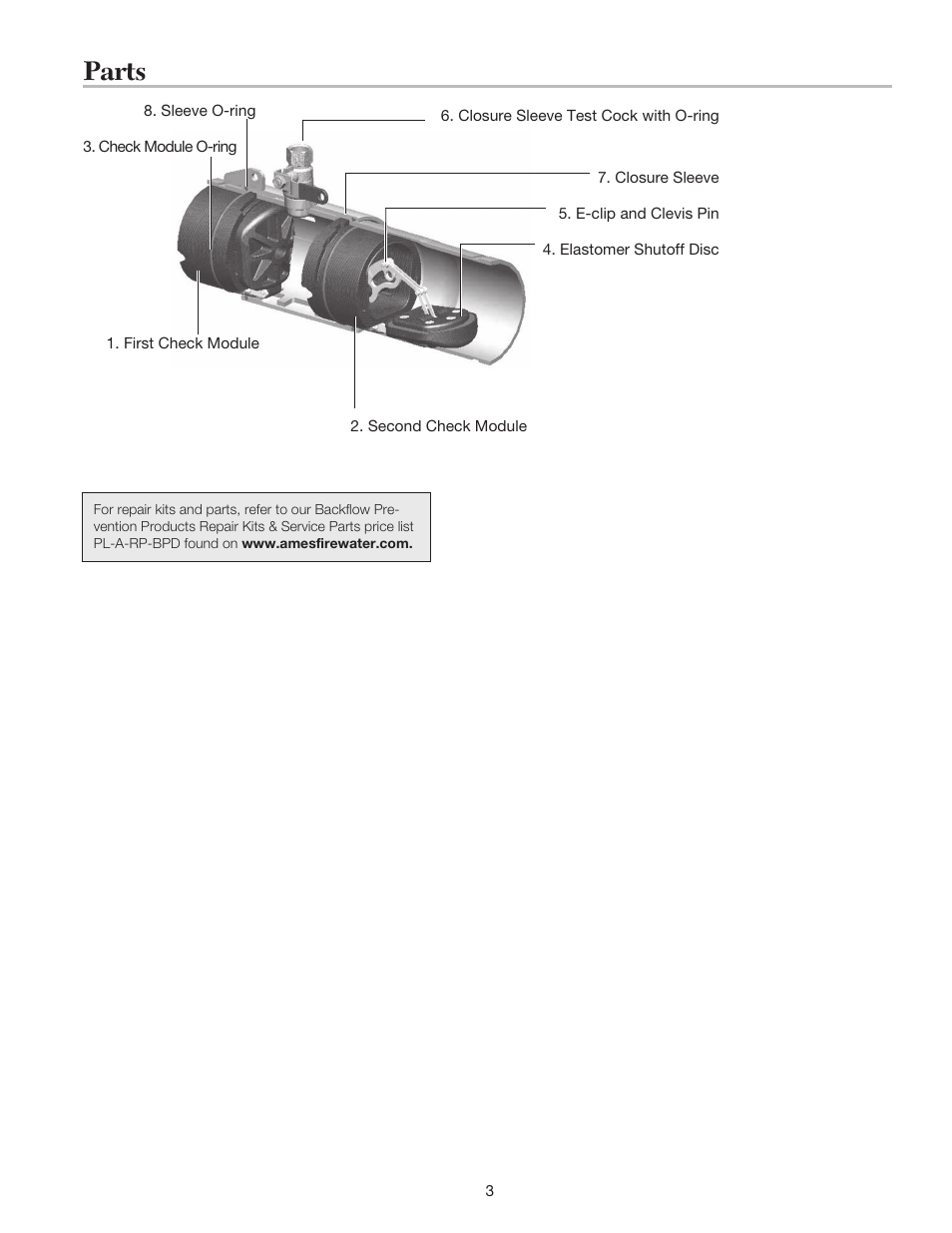 Parts | Ames Fire & Waterworks C300Na Stainless Steel Double Check Detector Assemblies with Bi-Link Check Valves User Manual | Page 3 / 4