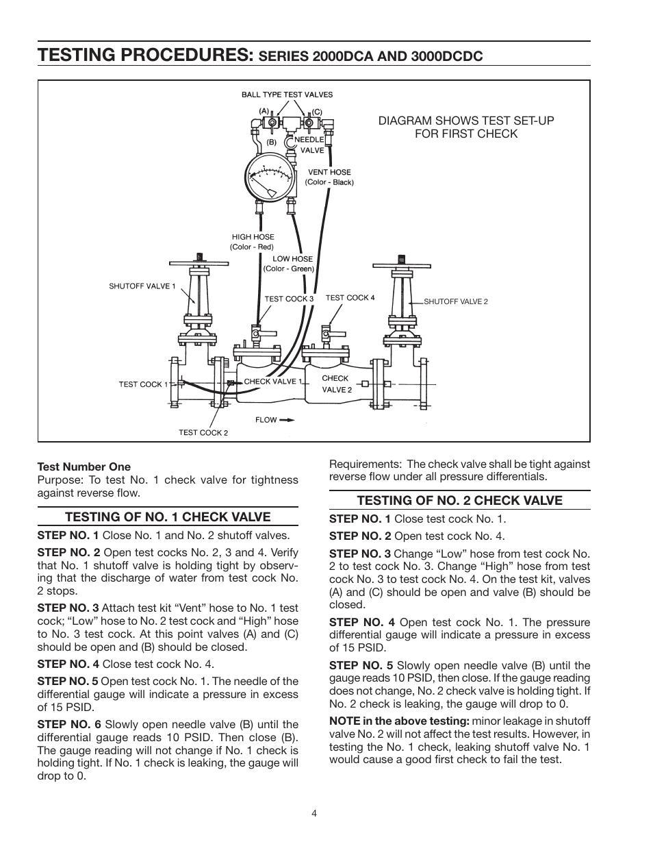 Testing procedures | Ames Fire & Waterworks 5000RPDA Reduced Pressure Detector Assemblies User Manual | Page 4 / 16