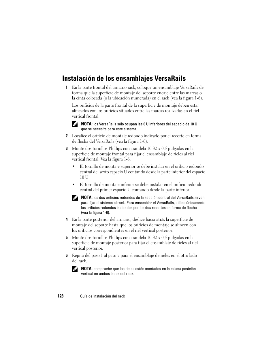 Instalación de los ensamblajes versarails | Dell PowerEdge M805 User Manual | Page 130 / 144