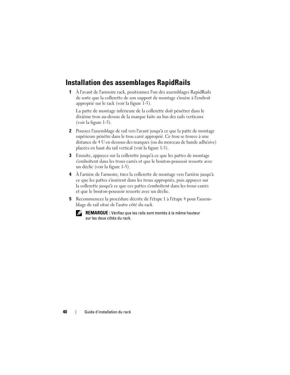 Installation des assemblages rapidrails | Dell PowerEdge M805 User Manual | Page 42 / 144