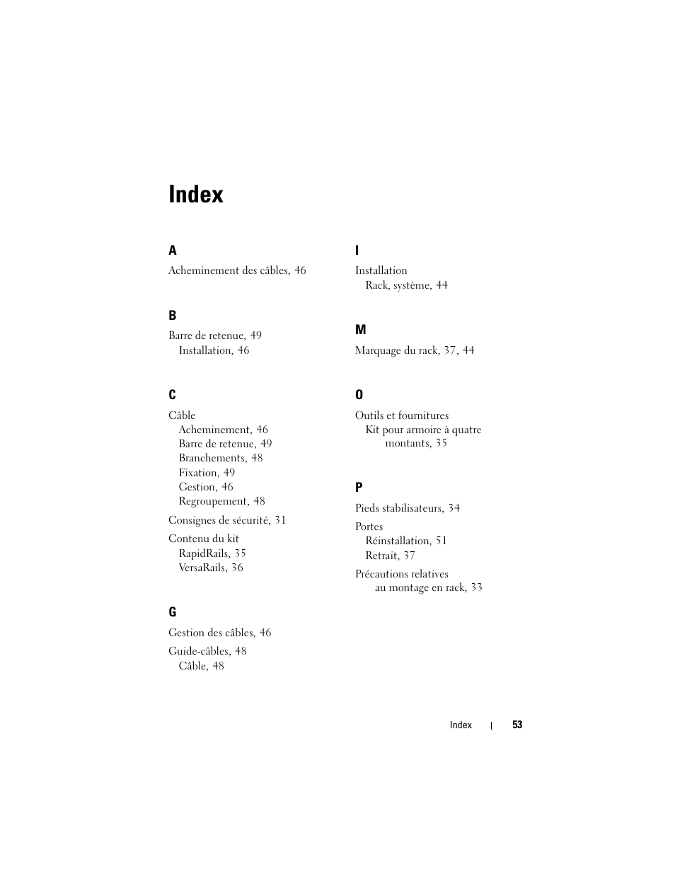 Index | Dell PowerEdge M805 User Manual | Page 55 / 144