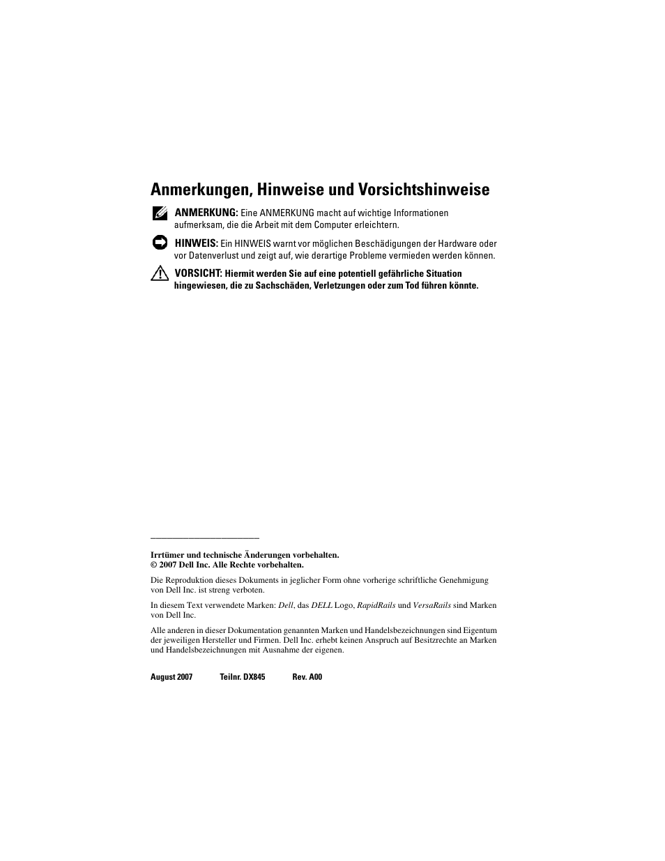 Anmerkungen, hinweise und vorsichtshinweise | Dell PowerEdge M805 User Manual | Page 58 / 144