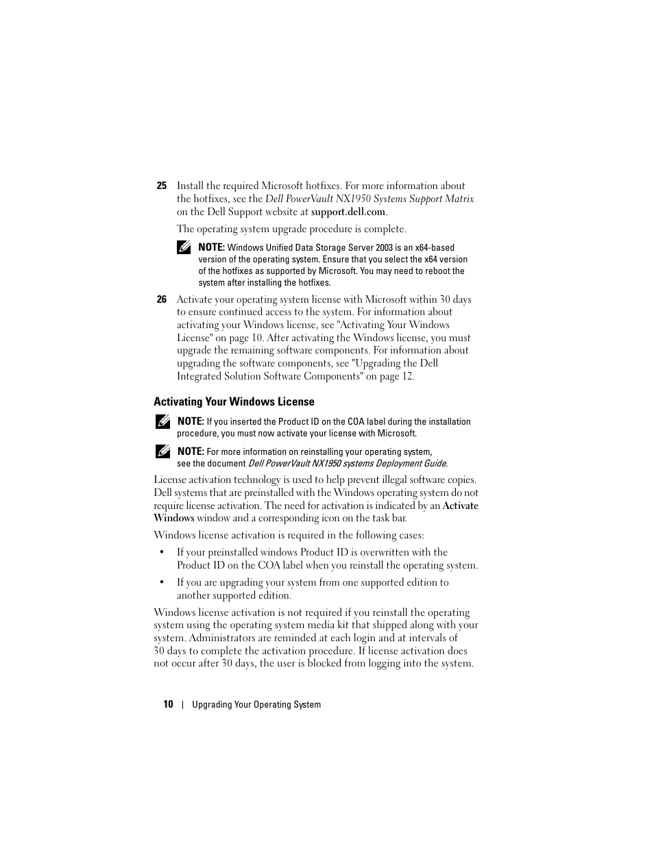 Activating your windows license | Dell PowerVault NX1950 User Manual | Page 12 / 158