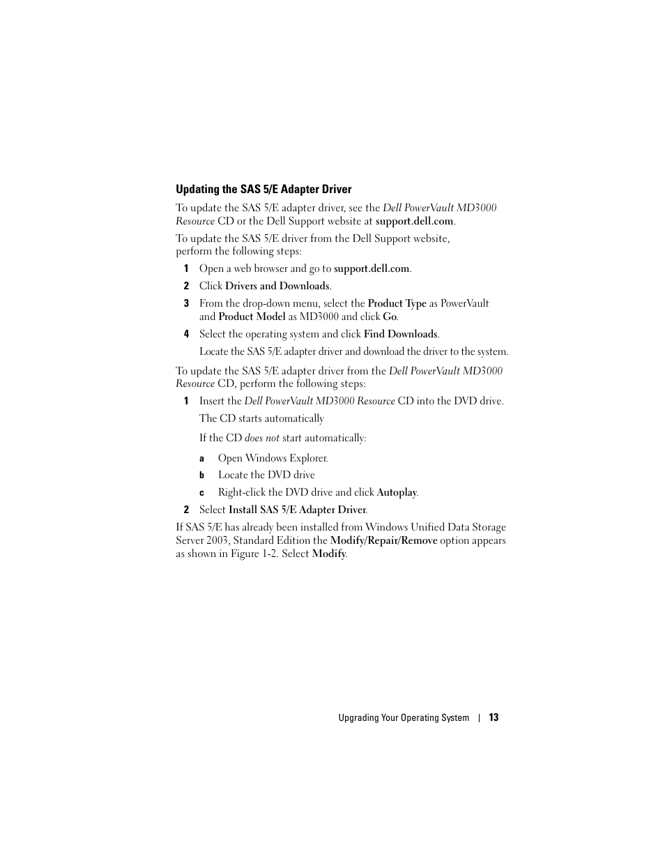 Updating the sas 5/e adapter driver | Dell PowerVault NX1950 User Manual | Page 15 / 158