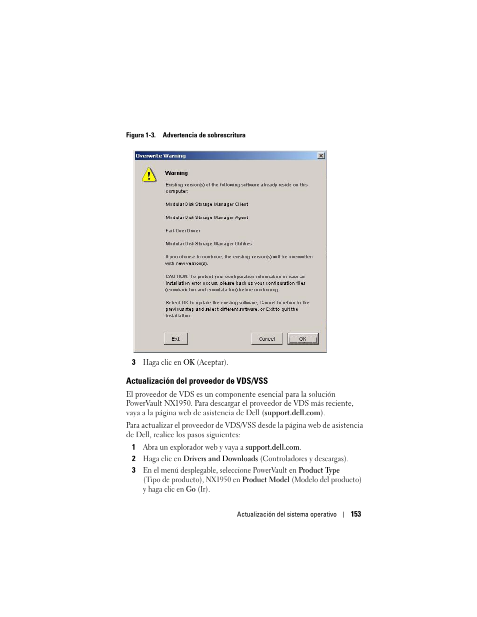 Actualización del proveedor de vds/vss | Dell PowerVault NX1950 User Manual | Page 155 / 158