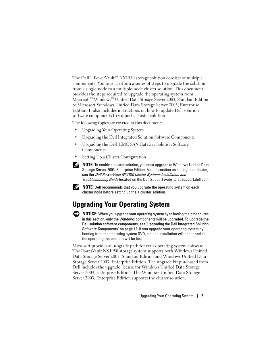 Upgrading your operating system | Dell PowerVault NX1950 User Manual | Page 7 / 158