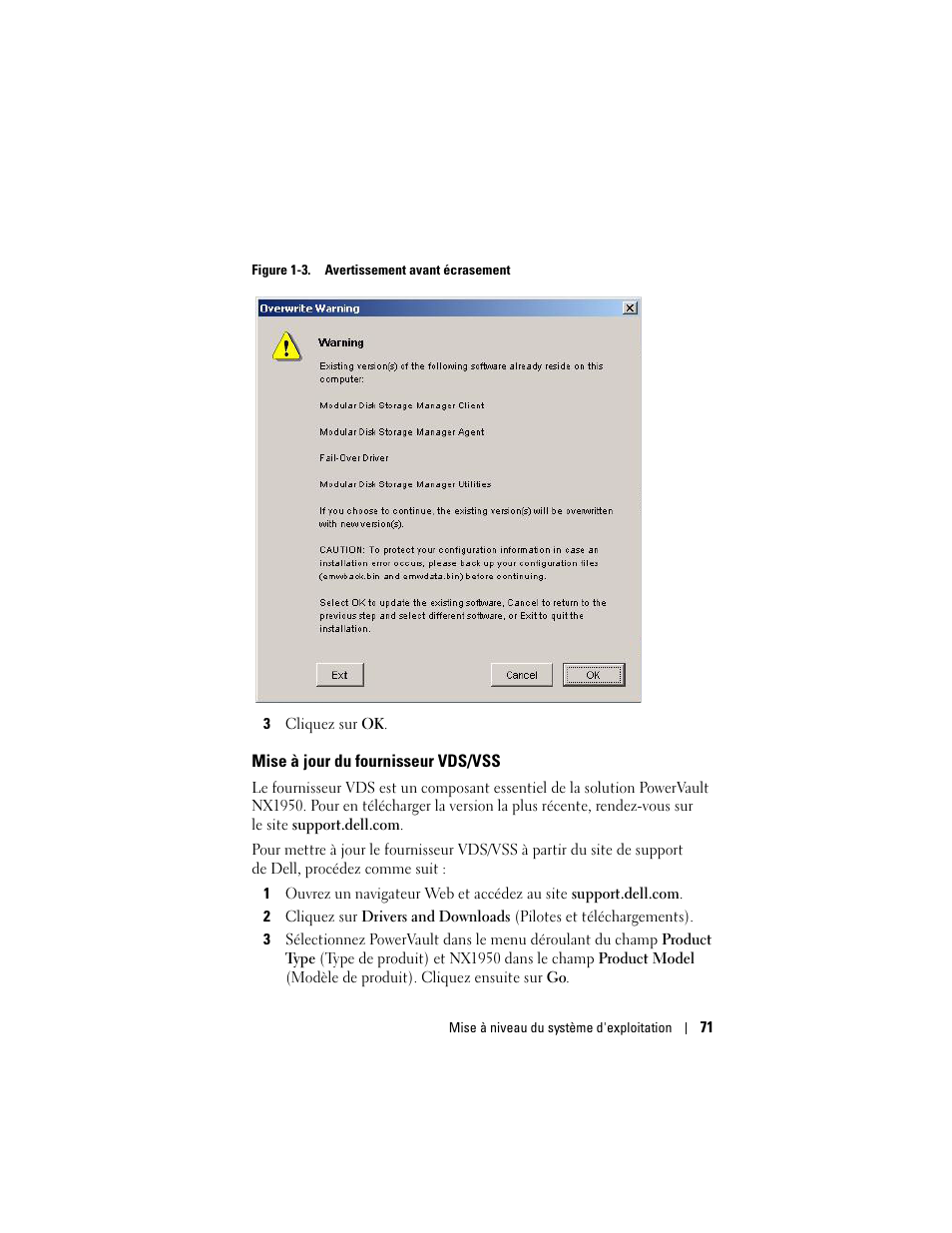 Mise à jour du fournisseur vds/vss | Dell PowerVault NX1950 User Manual | Page 73 / 158