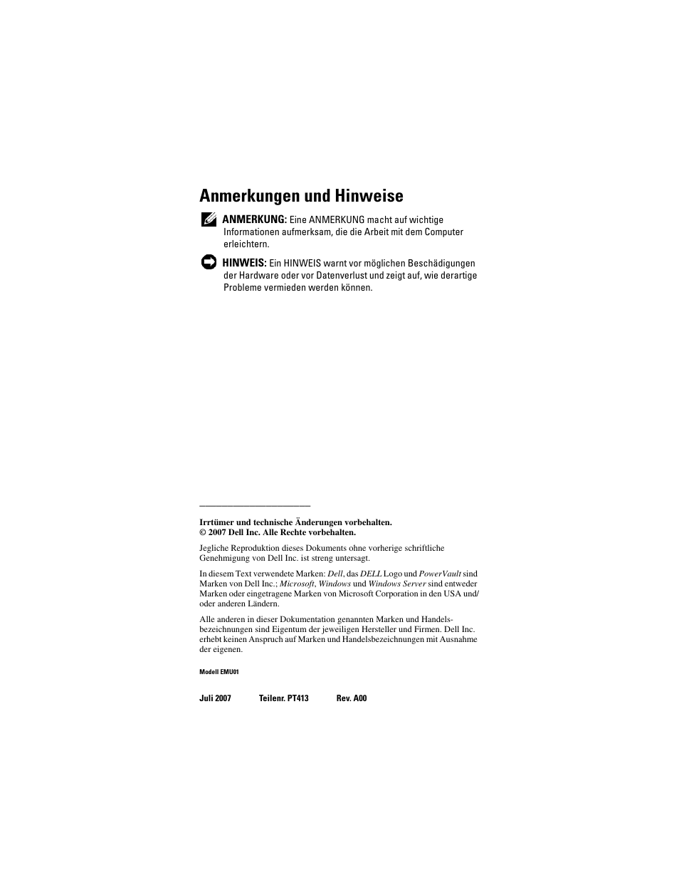 Anmerkungen und hinweise | Dell PowerVault NX1950 User Manual | Page 78 / 158