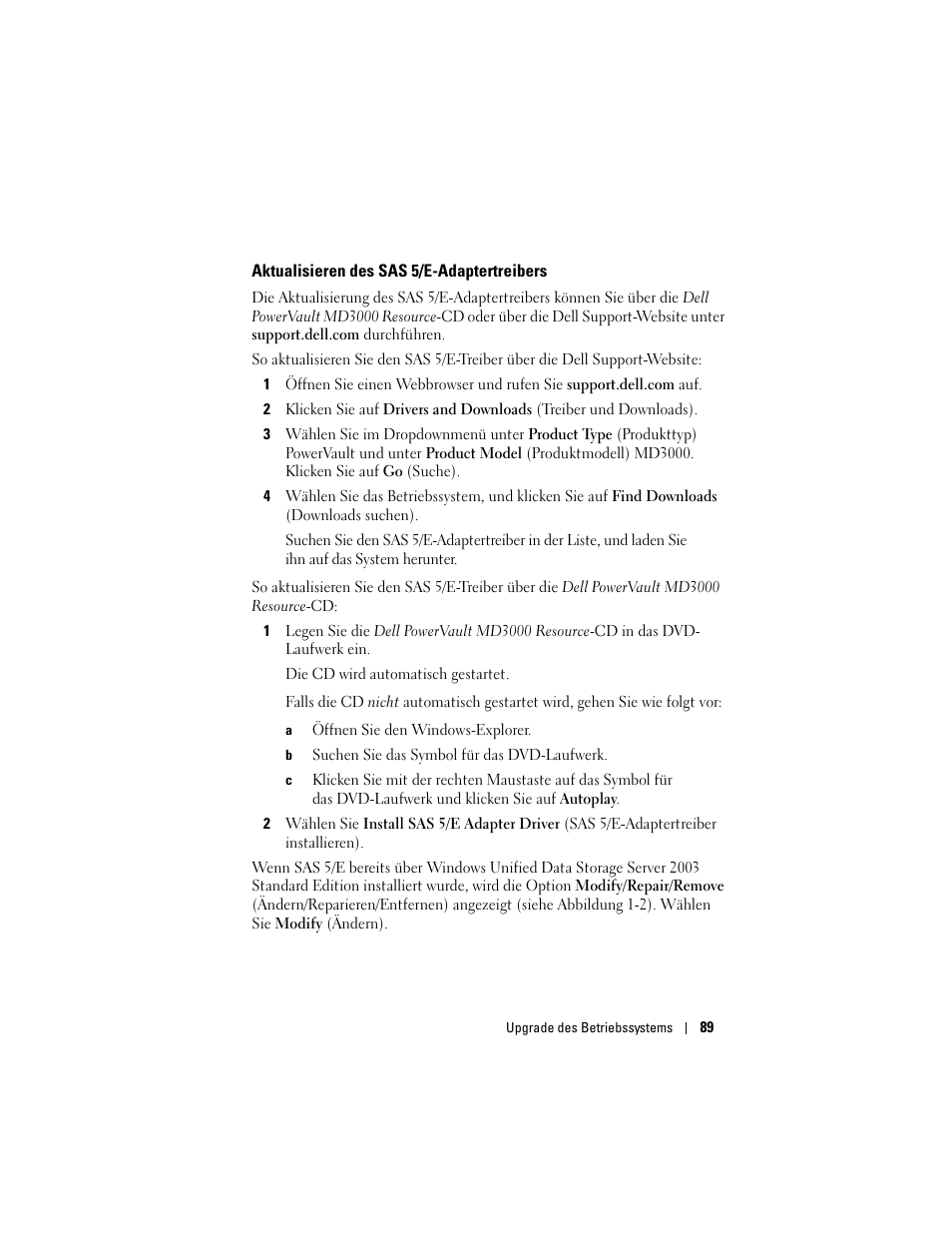 Aktualisieren des sas 5/e-adaptertreibers | Dell PowerVault NX1950 User Manual | Page 91 / 158