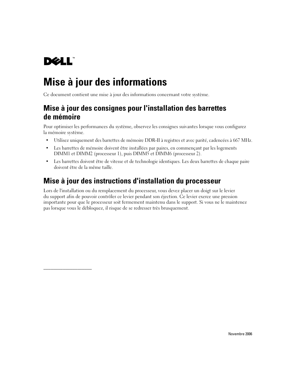 Mise à jour des informations | Dell PowerEdge SC1435 User Manual | Page 3 / 7