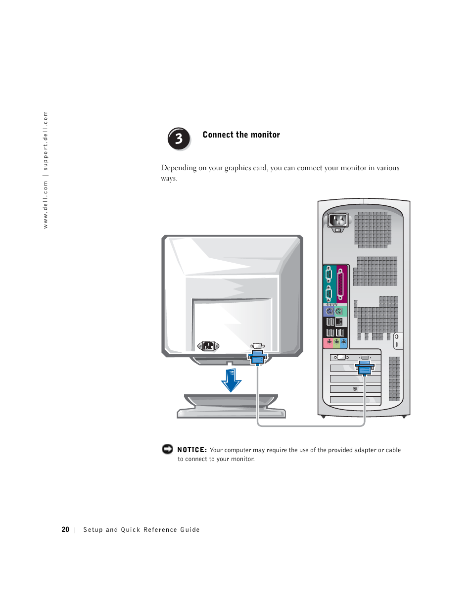 Connect the monitor | Dell Precision 650 User Manual | Page 20 / 208