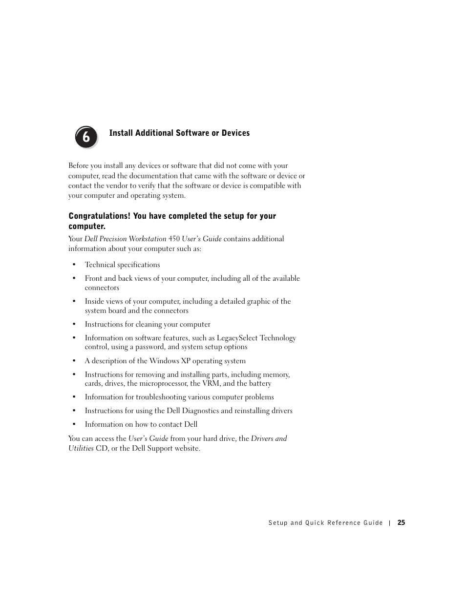 Install additional software or devices | Dell Precision 650 User Manual | Page 25 / 208