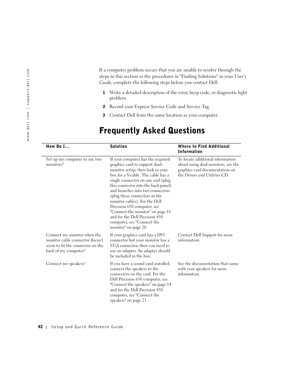 Frequently asked questions | Dell Precision 650 User Manual | Page 42 / 208