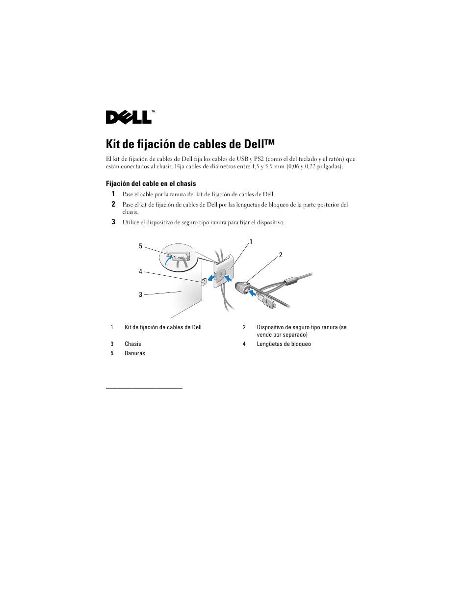 Kit de fijación de cables de dell | Dell OptiPlex FX160 (Late 2008) User Manual | Page 19 / 20