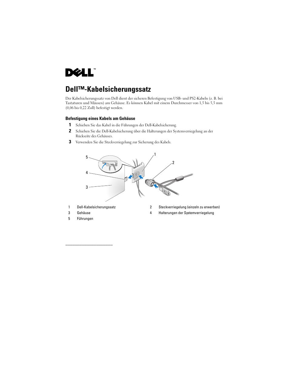 Dell™-kabelsicherungssatz | Dell OptiPlex FX160 (Late 2008) User Manual | Page 9 / 20