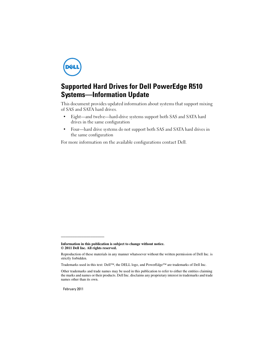 Dell PowerEdge R510 User Manual | 8 pages
