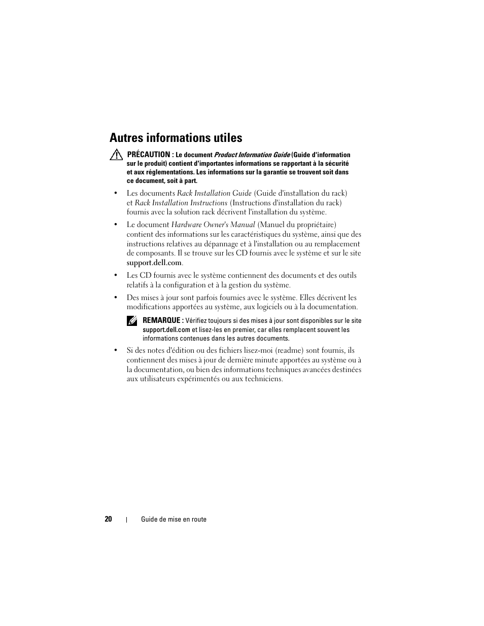 Autres informations utiles | Dell PowerEdge R905 User Manual | Page 22 / 58