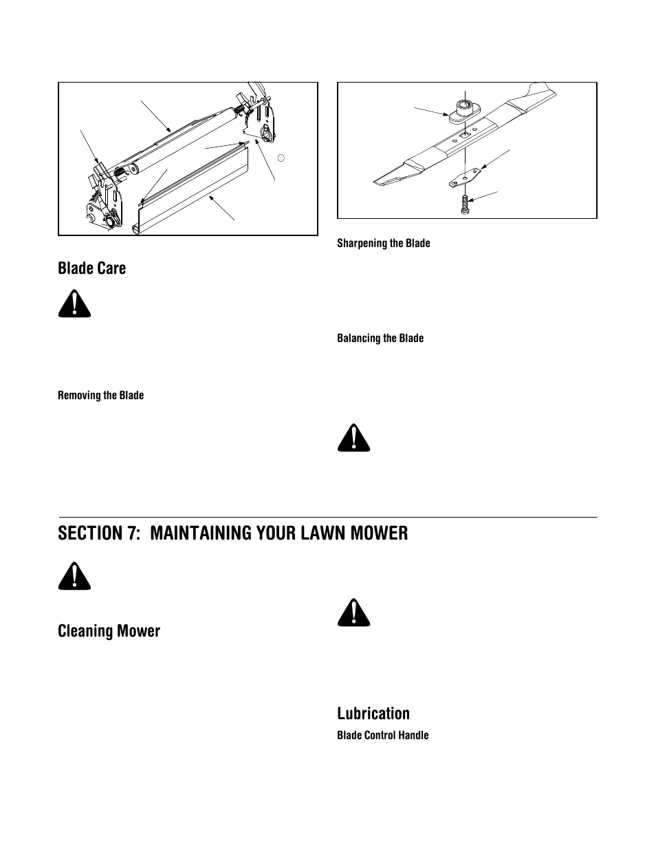 Blade care, Cleaning mower, Lubrication | MTD Model 588Q User Manual | Page 12 / 16