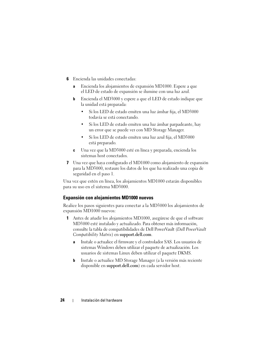 Expansión con alojamientos md1000 nuevos | Dell PowerVault MD3000 User Manual | Page 24 / 54